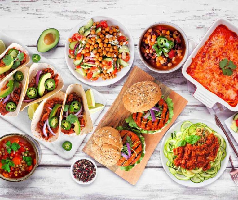Image showing various plates with plant-based food