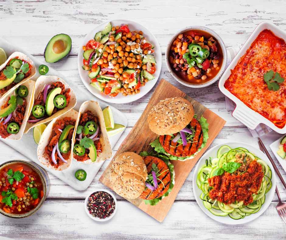 Image showing various plates with plant-based food