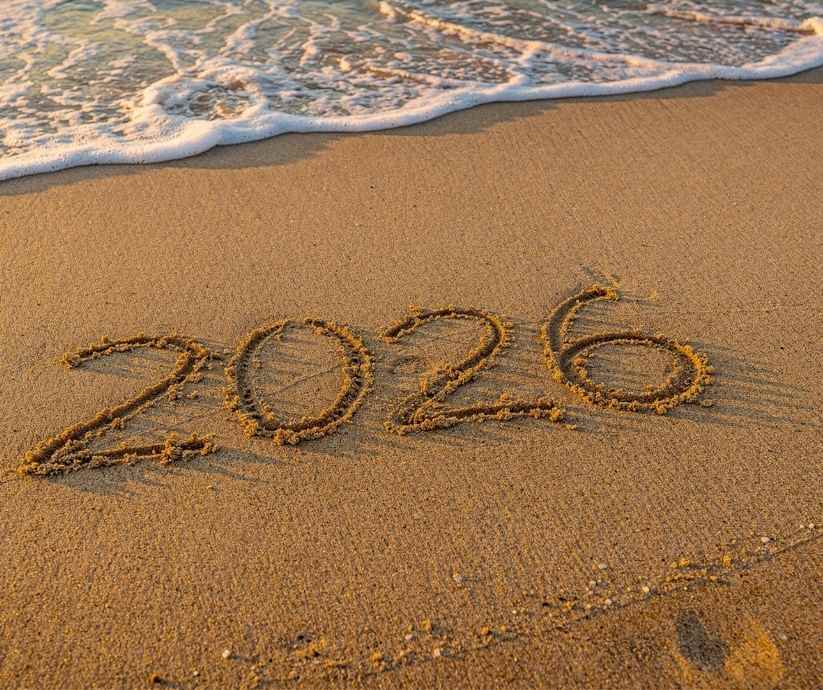 2026 written on the sand